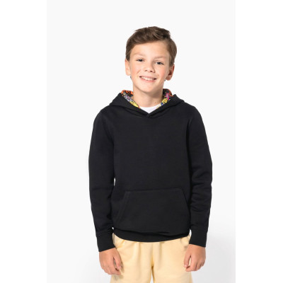 Unisex kids contrast patterned hooded sweatshirt